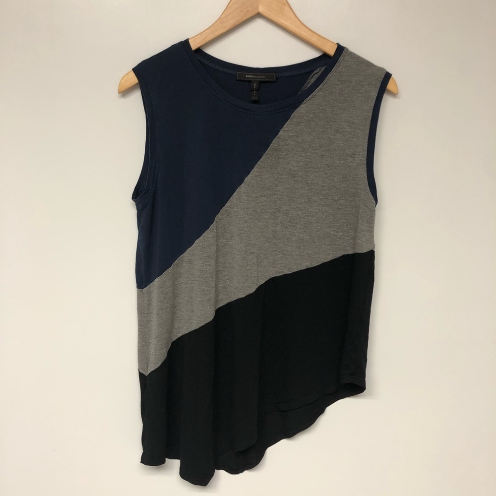 BCBGMaxazria Asymmetrical Large Sleeveless Shirt